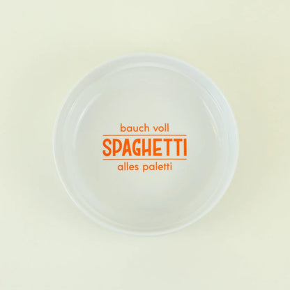 Tiefer Teller "bauch voll spaghetti alles paletti"