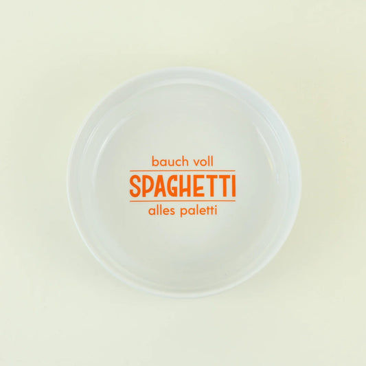 Tiefer Teller "bauch voll spaghetti alles paletti"