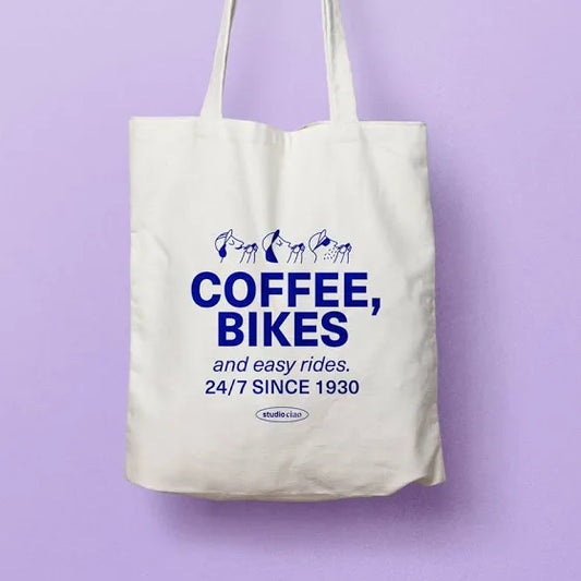 Coffee, Bikes and easy rides Jutebeutel